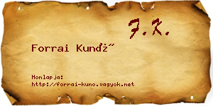 Forrai Kunó névjegykártya